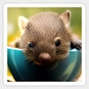 Wombat in a tea cup Sticker